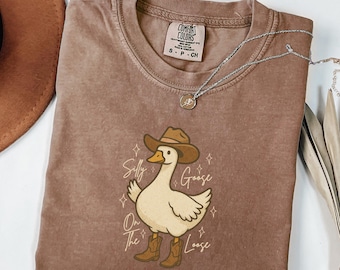Comfort Colors® Retro Silly Goose Shirt, Silly Goose On The Loose, Funny Cowgirl Shirt, Funny Western Tee, Funny Graphic Tee Aesthetic Shirt