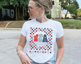 USA Baby Tee, 4th of July USA Baby Tee, Patriotic USA Shirt, Y2k Clothing America Shirt, 4th of July America Y2k Tee, Summer Usa Baby Tee