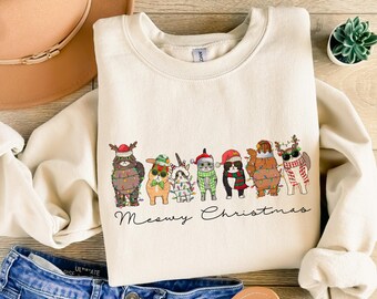 Meowy Christmas Sweatshirt,Happy Cat Year Shirt,Funny Christmas Cat Shirt,Cat Christmas Sweatshirt,Cats Sweatshirt,Cat Lover Christmas Shirt
