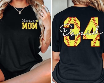 Custom Personalized Softball Mom Shirt, Name And Number Softball Shirt, Softball Mom Shirt, Gift For Mom Tee Shirt, Game Day Mama Gift