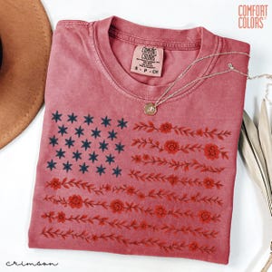Comfort Colors® Floral American Flag Shirt, 4th of July Shirt, Independence Day Shirt, Patriotic Shirt, USA Flag Shirt, American Gift Tee