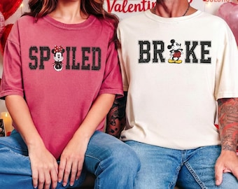 Chemise cassée et gâtée Comfort Colors®, t-shirt pour couple Disney, t-shirt Mickey et Minnie, t-shirt d'anniversaire, cadeau de voyage Disney, chemise familiale