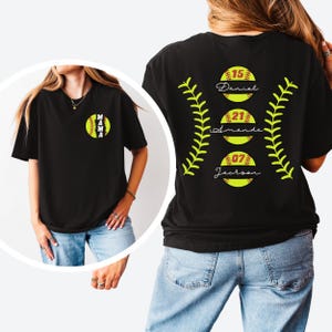Baseball Softball Mom Shirt, Softball Baseball Mom Shirt, Ballpark Mama Shirt, Names on Back Custom Baseball Mom Gift, Softball Mom Gift