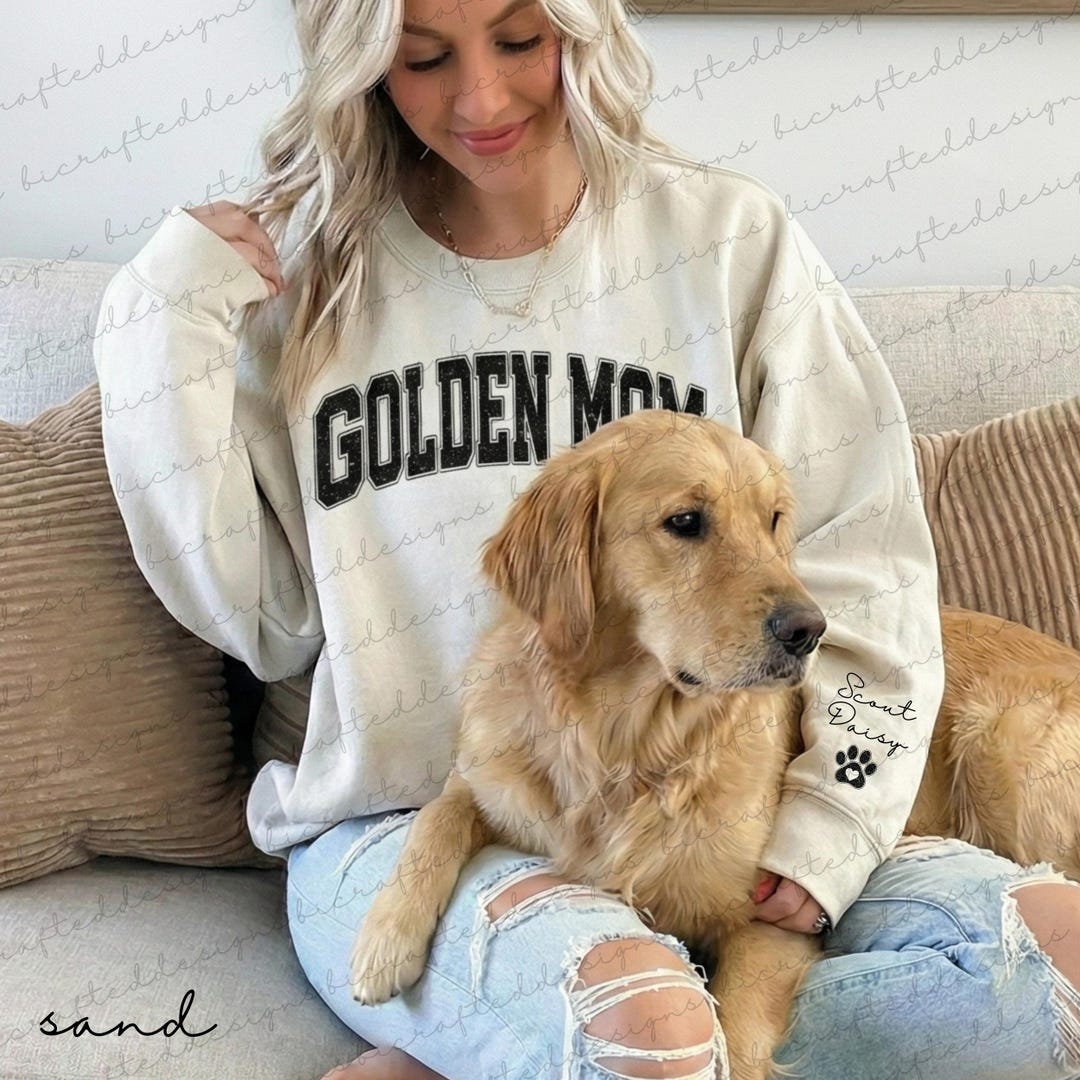 Personalized Golden Retriever Mom Sweatshirt, Custom Golden Name Shirt ...