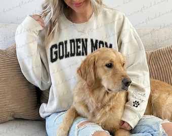 Personalized Golden Retriever Mom Sweatshirt, Custom Golden Name Shirt, Golden Mom Sweater, Dog Mom Crewneck, Golden Retriever
