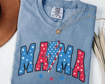 Comfort Colors® American Mama Shirt, Mama T-Shirt, Retro Mama America Tee, 4th of July T-Shirt, American Mama, Retro USA Shirt, USA Shirt