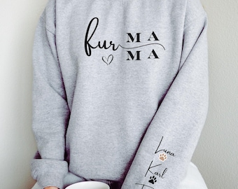 Custom Dog Mama Sweatshirt, Fur mom Gift, Dog Cat Sweatshirt, Custom Gift for Fur Mom Gift, Personalized Gift Dog Mom Hoodie, Gift for Her