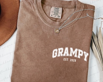Comfort Colors® Custom Grampy Est Shirt, Custom Gift for Grandpa, Father's Day Gift for Grampy, New Grandparent Tee, Grampy Est 2026 T-Shirt