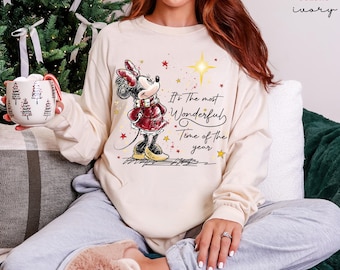 Comfort Colors® Minnie Christmas Shirt, Most Wonderful Time Of The Year Sweatshirt, Disney Christmas Shirt, Disneyland Christmas Shirt