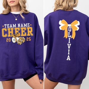 Custom Cheer Team Name Sweatshirt, Personalized Cheerleader Gift, Cheer Mom with Name Hoodie, Cheer Competition Outfit, Mascot Sweatshirt
