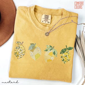 Comfort Colors® Faux Quilted Patchwork Lemon Shirt, Vintage Quilt Lemon, Lemon Floral Graphic Tee, Coquette Lemon Shirt, Summer T-shirt