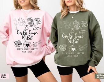 Sweatshirt léger personnalisé Girl Gone Chemise EVJF personnalisable Bachelorette Spa EVJF soirée pyjama pour demoiselle d'honneur Bach