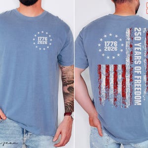 Comfort Colors® Retro Usa 250 Shirt, 250 Years of Freedom, Celebrate 250th Anniversary Shirt Usa Flag Tee 4th of July Shirt Patriotic Gift