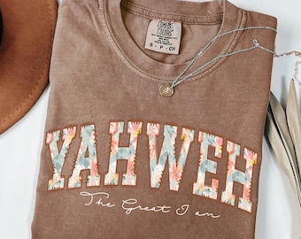 Comfort Colors® Yahweh Vintage Tshirt, Christian Streetwear, Jesus Tshirt, Faith Shirt, Gift for Him, Gift For Dad, Aesthetic Christian Tee
