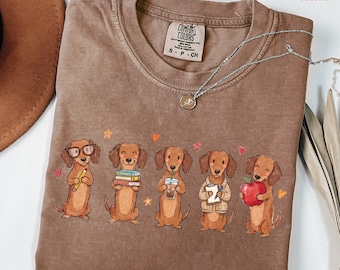 Comfort Colors® Dachshund Teacher Shirt Doxie Teacher Tee Wiener Dog School Graphic Back To School Teacher Appreciation Gift