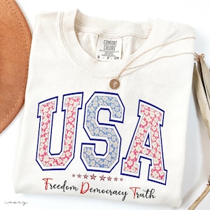 Comfort Colors® Patriotic Subtle FDT USA Tee, Freedom Democracy Truth Shirt, Usa Anti Trump Tee, Anti Maga Shirt, 4th of July FDT Shirt