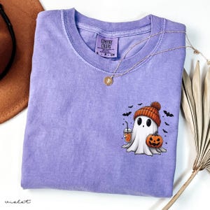 Comfort Colors® Сute Ghost Coffee Shirt, Сute Little Ghost Iced Coffee t-shirt, Boo Ghost Shirt, Ghost Coffee Shirt, Halloween Coffee Lovers