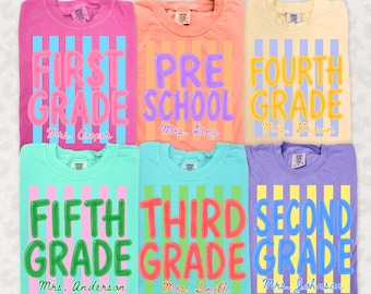 Comfort Colors® Custom Back to School Teacher Shirt, Personalized Teacher Team Shirt, Grade Level Tee, First Second Third Fourth Fifth Grade