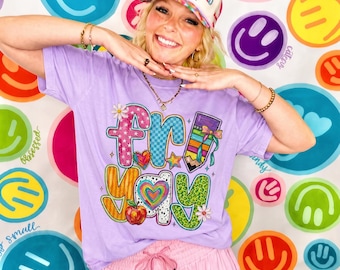 Chemise d'enseignant Comfort Colors® Friyay. Chemise enseignante drôle, chemise enseignante préscolaire, rentrée des classes, vendredi vendredi, t-shirt élémentaire rétro néon