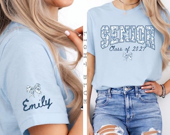 Personalized Floral Senior 2027 Shirt, Personalized Class of 2027 Shirt, Coquette Senior 2027 Shirt, Graduation Gift, Senior Mom Shirt