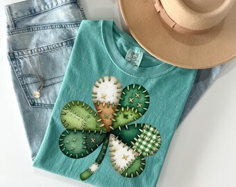 Chemise Comfort Colors® de la Saint-Patrick, t-shirt trèfle porte-bonheur T-shirt de fête de la Saint-Patrick mignon T-shirt trèfle à quatre feuilles