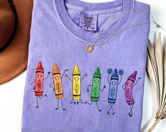 Comfort Colors® Funny Teacher Life Shirt Happy Doodle Back To School Gift Preschool Teacher School Supplies Shirt Crayon Pencil Tee