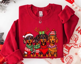 Dachshund Christmas Sweatshirt, Dachshund Christmas Shirt, Dog Lover Gift, Dachshund New Year Shirt, Christmas Crewneck, Dachshund Mom Shirt