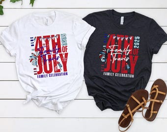 Personalized 4th of July Matching Family Crew 2025 Shirts,Custom Family 4th of July T-Shirts,Family Group Celebration Tees Gift,Family Shirt