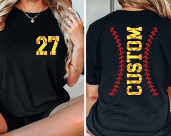 Personalized Softball Tshirt, Custom Number And Name Tshirt, Personalized Softball Mama, Dad Tshirt, Softball Mom Tee, Custom Softball Team