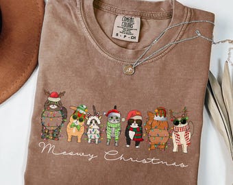 Comfort Colors® Meowy Christmas Shirt, Happy Cat Year Shirt,Funny Christmas Cat Shirt,Cat Christmas Tee,Cats Shirt,Cat Lover Christmas Shirt