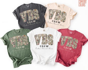 T-shirt personnalisé avec nom d'église Comfort Colors®, chemise VBS Crew personnalisée, t-shirt vacances école biblique, t-shirt Jésus-Christ religieux, cadeau Dieu est bon