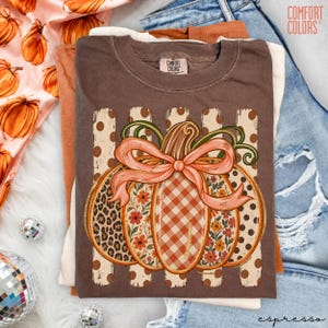 Comfort Colors® Patchwork Pumpkin Shirt, Fall Tee, Preppy Pumpkin Shirt, Cute Autumn Shirt, Pumpkin Patch Tee, Thanksgiving Gift For Her