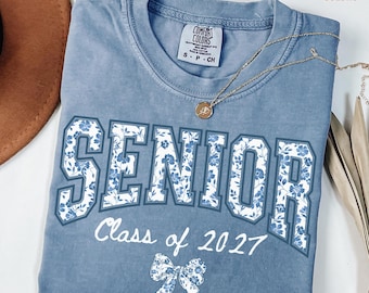 Comfort Colors® Custom Senior 2027 Shirt, Personalized Class of 2027 Shirt, Coquette Senior 2027 Shirt, Graduation Gift, Senior Mom Shirt