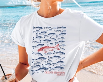 Appelé pour être différent T-shirt poisson, chemise chrétienne, t-shirt motivant poisson mignon, chemise Romains, t-shirt cadeau chrétien haut d'église, cadeau pour elle