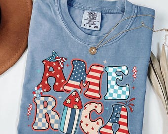 Comfort Colors® American Shirt, Vintage American T-Shirt, Retro America Shirt, 4th of July T-Shirt, American Tee, Memorial Day Shirt