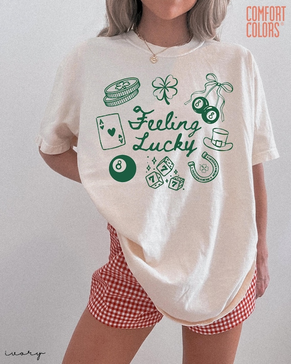 Comfort Colors® Feeling Lucky Shirt, St Patricks Day T-Shirt St Patty's Day Shirt, St. Patrick’s Day Doodle Graphic Shirt