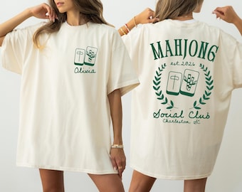 Comfort Colors® Custom Mahjong Social Club Shirt, Mahjong Gift, Personalized Mahjong Shirt, Gift for Mahj, Lover Mahjong Social Club