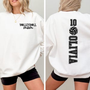 Volleyball Mom Sweatshirt with Kid Name, Volleyball Game Day Sweatshirt, Volleyball Mama Shirt, Volleyball Season Shirt, Mothers Day Gift