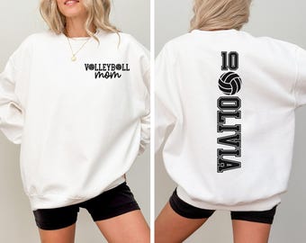 Volleyball Mom Sweatshirt with Kid Name, Volleyball Game Day Sweatshirt, Volleyball Mama Shirt, Volleyball Season Shirt, Mothers Day Gift