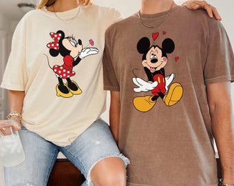 Comfort Colors® Personalized Lover Mickey and Minnie Shirt Valentine Gift Disney Couple Disney Matching Tee Disney Lover Valentines Day Gift