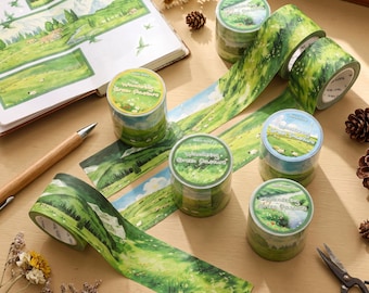 Pastoral Nature Washi Tape | Scenic Meadow Tape | Mountain Landscape Tape | Journaling | Scrapbooking | Planner Decor | Nature Lovers