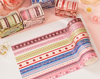 Fair Isle gebreide washi tape | Gezellige geweven patroon tape | Scandinavische geometrische rand tape | Journaling | Planners | Scrapbooking | Winterknutselwerk