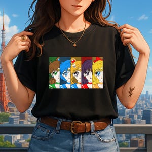 Sailor Moon Anime Shirt: Sailor Guardians Panel Graphic Tee, Retro Manga Fan Gift
