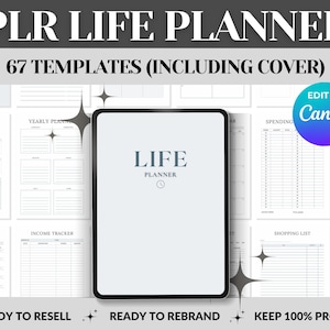 PLR Life Planner bearbeitbare druckbare Canva-Vorlage | Done For You weiterverkaufen | Reiseverlauf | Planer | Putzplaner | Tor-Plan
