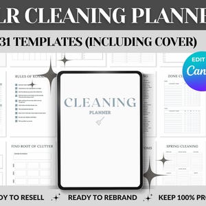 PLR Cleaning Planner Editable Printable Canva Template | Done For You Resell | Cleaning Checklist | PLR Digital Product | Cleaning Schedule