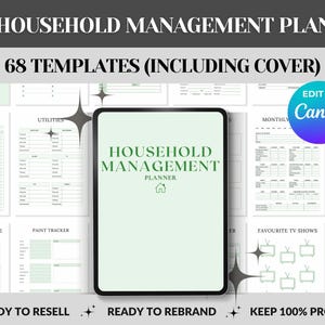 PLR Haushaltsführung Planer Bearbeitbare druckbare Canva-Vorlage | Done For You weiterverkaufen | Reiseplaner | Planer | Putzplan