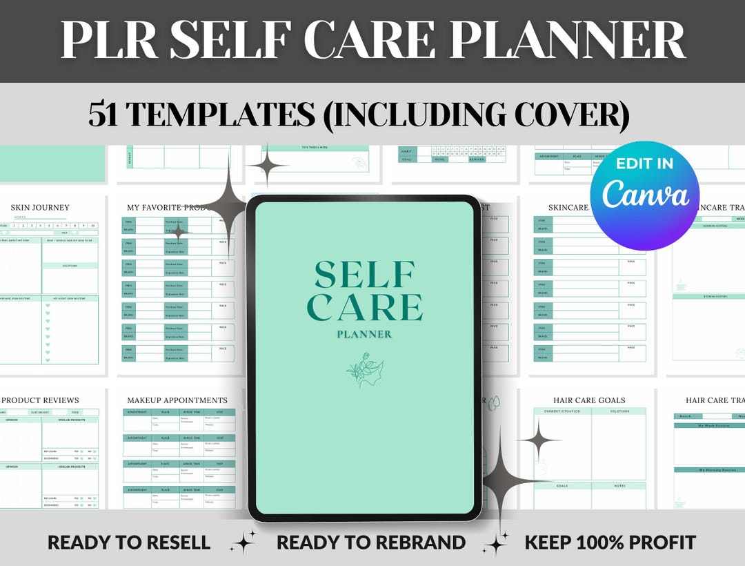 PLR Self Care Planner Editable Canva Template | Done for You Resell ...