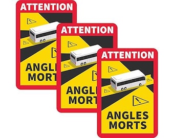 Angles Morts Stickerset 3 stuks Orafol folie, residuvrij verwijderbaar, UV-beschermd, B1 gecertificeerd voor bus, vrachtwagen, camper