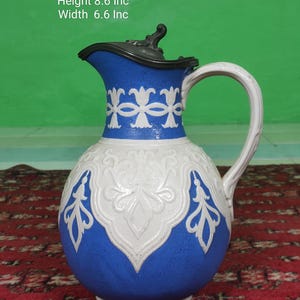 Victorian jug, antique 19th century jug, William brownfield jug, antique Victorian ceramic, antique pewter jug