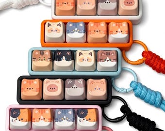 Custom Cat mechanisch toetsenbord-fidget | ASMR-vingerspinner met 4 toetsen Stressverlichting | Kantoor- en kindercadeau met polsbandje en toetsen